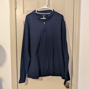 Van Heusen Men's Sweater Navy Blue Quarter Zip Pullover Long Sleeve Size XXL
